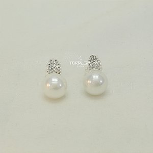 Brinco Pérola Cravejado com Zircônia Banhado a Prata