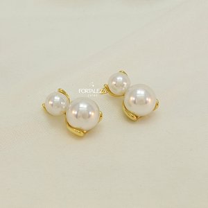 Brinco de Pérolas Banhado a Ouro 18k