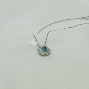 Gargantilha Clássica Cravejada com Zircônia Cristal Banhado a Ouro Branco