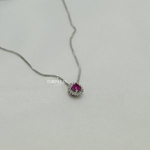 Gargantilha Geométrica Circular Cravejada com Zircônia Cristal Banhado a Ouro Branco