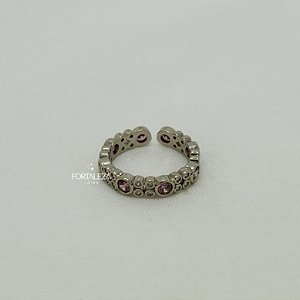 Anel Cravejado com Zircônia Banhado em Ródio