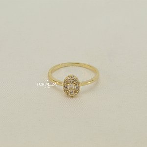 Anel Pavê com Zircônia Safira Amarela Banhado a Ouro 18k