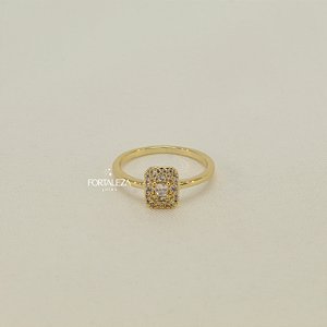 Anel Halo Pavê Banhado a Ouro 18k