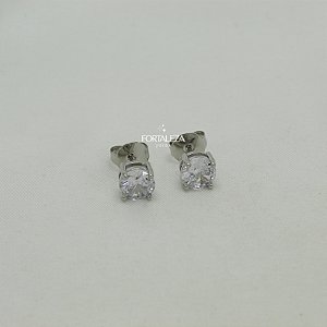 Brinco com Zircônia Cristal Banhado a Ouro Branco