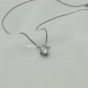 Gargantilha com  Zircônia Citrino Banho Ouro Branco