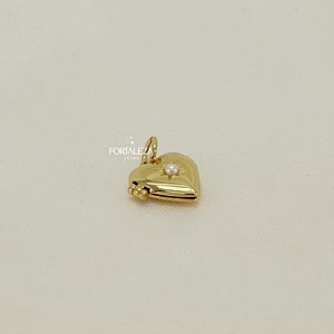 Pingente Relicário em Forma de Coração Banhado a Ouro 18k