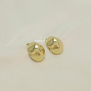 Brinco Metálico de Formato Curvo Banhado a Ouro 18k