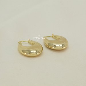 Brinco Argola Abaulada Banhado a Ouro 18k