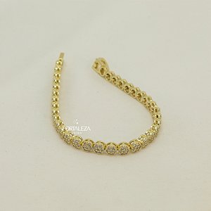 Pulseira Delicada Cravejada com Zircônias Cristal Banhado a Ouro 18k