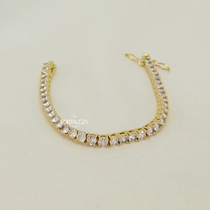 Pulseira Cravejada com Zircônias Cristal Banhado a Ouro 18k
