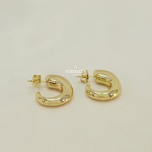 Brinco Argola Curvo Orgânica  Banhado a Ouro 18k