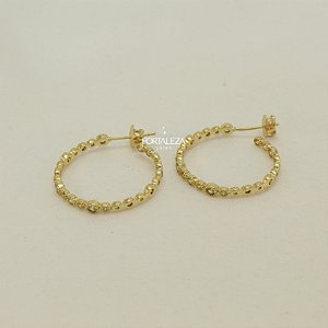 Brinco Argola com Molde Cravejado Banhado a Ouro 18k