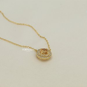 Gargantilha Ponto de Luz Cravejada com Zircônia Imperial Banhado a Ouro 18k