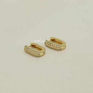 Brinco Argola Retangular Banhado a Ouro 18k