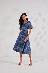Vestido Jeans Bordado Com Faixa125CM - Titanium jeans