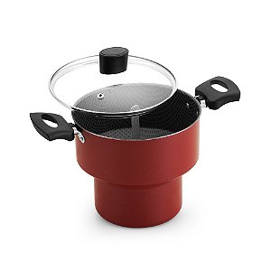 Cuscuzeiro Grande Luxo Antiaderente Alegrete 18cm Com Tampa de Vidro