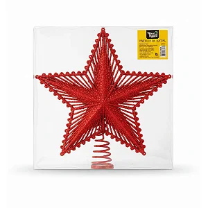 Ponteira Estrela Brilhante Glitter Árvore Topo De Natal 20 Cm Decoração