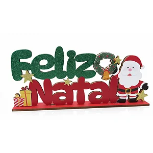 Placa Decorativa Natalina De Mesa Frase Feliz Natal MDF
