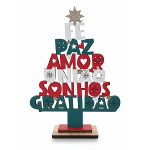 Enfeite Mini Árvore de Natal Com Frases MDF