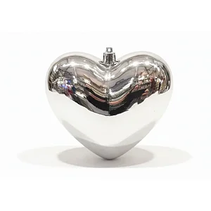 Enfeite de Porcelana Coração Prata Brilhante