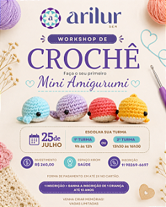 Workshop de Crochê | Mini Amigurumi Baleia