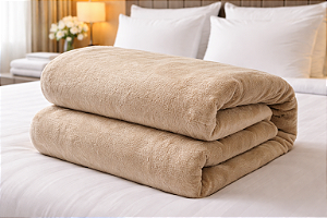 Cobertor de Microfibra Bege Solteiro Camesa 1,50m x 2,20m