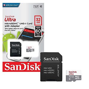 Cartão De Memória Micro SD Sandisk Ultra, Classe 10 - 32GB
