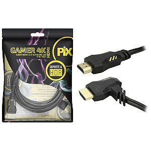 Cabo HDMI 2.0 Gamer 4k 3D Plug 90 Graus 3 Metros - 018-0121