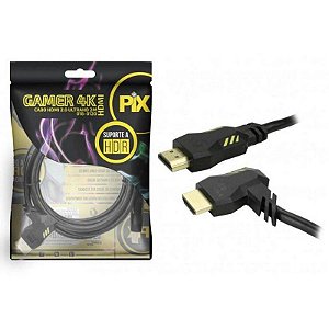 Cabo HDMI 2.0 Gamer 4k 3D Plug 90 Graus 2 Metros - 018-0120