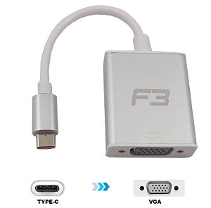Cabo Adaptador USB Tipo C Para VGA - F3 JC-TYC-VGA