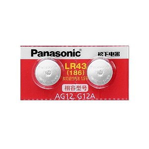 Pilha Bateria LR43 AG12 G12A Panasonic 186  - 2 Unidades