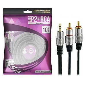Cabo P2 Para RCA Premium 10 Metros - Performance Sound 018-0710