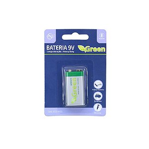 Bateria 9V 6F22 Longa Duração - Green 013-9622