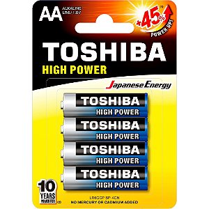 Pilha AA Alcalina 1.5v Toshiba LR6 - Pack Com 4 Unidades
