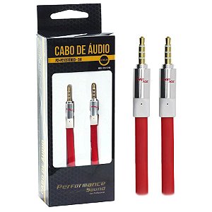 Cabo de Áudio P3 x P3 Flat 5 Metros, Vermelho - Performance Sound