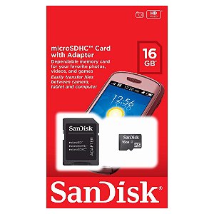 Cartão De Memória Micro SD Sandisk - 16GB