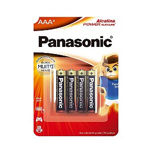 Pilha Alcalina AAA Palito 1,5V LR03, Panasonic - Pack com 4 Unidades