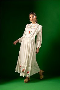 Vestido aquarelas bordado