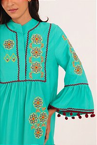 Vestido Istambul bordado verde Esmeralda