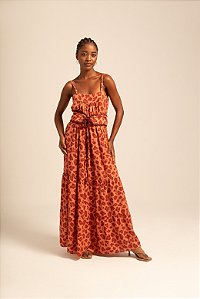 Vestido animal Printi alcinha com cinto