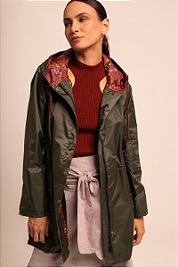 Trench coat verde com estampas Antonella
