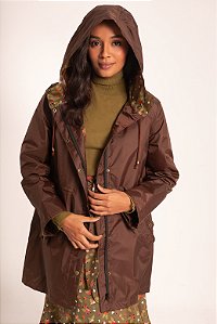 Trench coat vinho com estampas Antonella