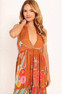 Vestido estampa Apoena frente única