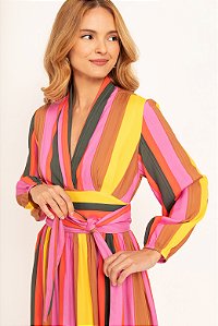 Vestido Maya listras mangas