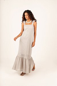 Vestido telas laço prata