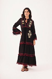 Vestido Istambul bordado preto