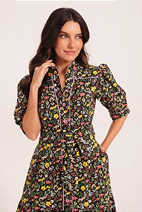 Chemise algodão Lilly manga curta preto