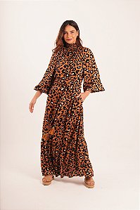 Vestido estampa Luna gola alta