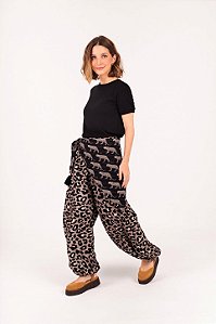 Calça Aladim Luna animal print preto