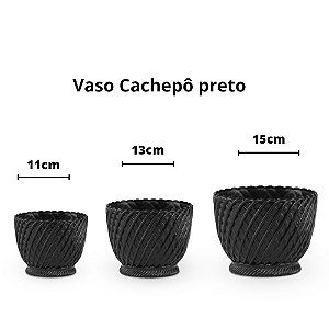 Vaso cachepô plástico preto - 15cm